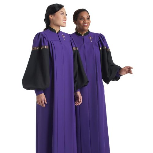 Purple and Black Choir Robe Galaxy - Clergy Apparel - Church Robes