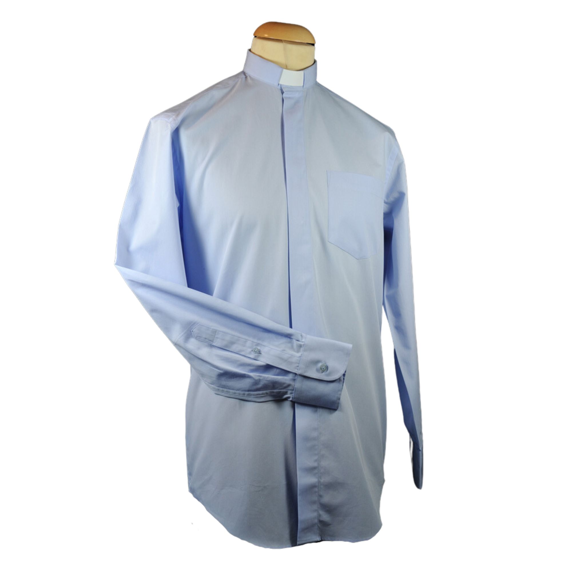 Light Blue Cotton Men's Clergy Shirt - Clergy Apparel - Church Robes