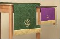 Reversible Table Runner with Cross: Purple/Green Parament
